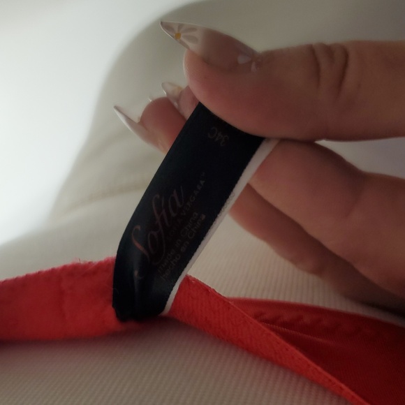 Red Embellished Women's Bra - Picture 2 of 4